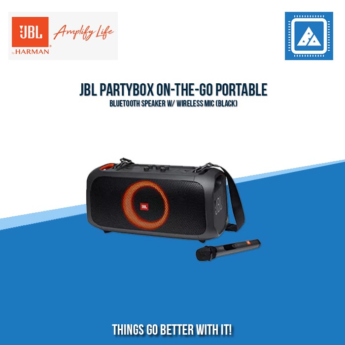 JBL PARTYBOX ON-THE-GO PORTABLE BLUETOOTH SPEAKER W/ WIRELESS MIC (BLACK) JBL PARTYBOX ON-THE-GO PORTABLE BLUETOOTH SPEAKER W/ WIRELESS MIC (BLACK)